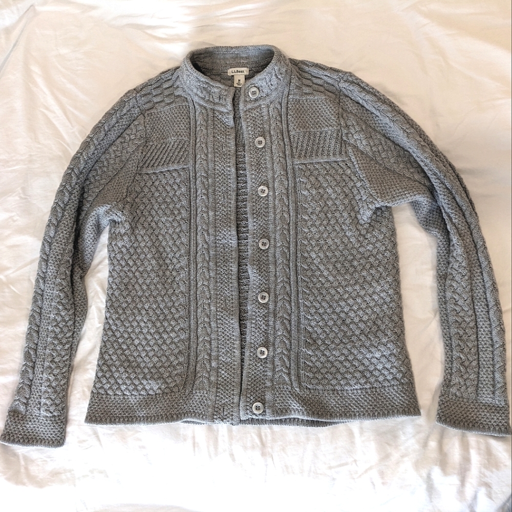L.L Bean Gray Cable Knit Sweater Women's Medium